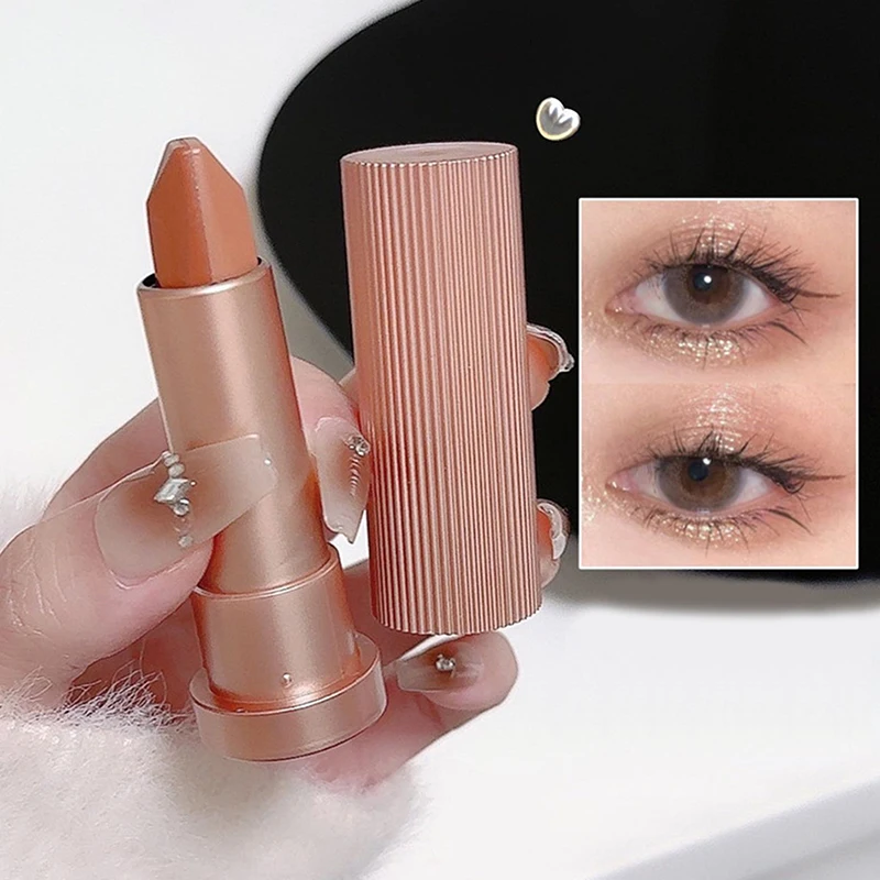 Gradiënt Dubbele Kleur Glitter Oogschaduw Stick Parelachtige Luie Markeerstift Waterdicht Fleuren Oogmake-up Tool