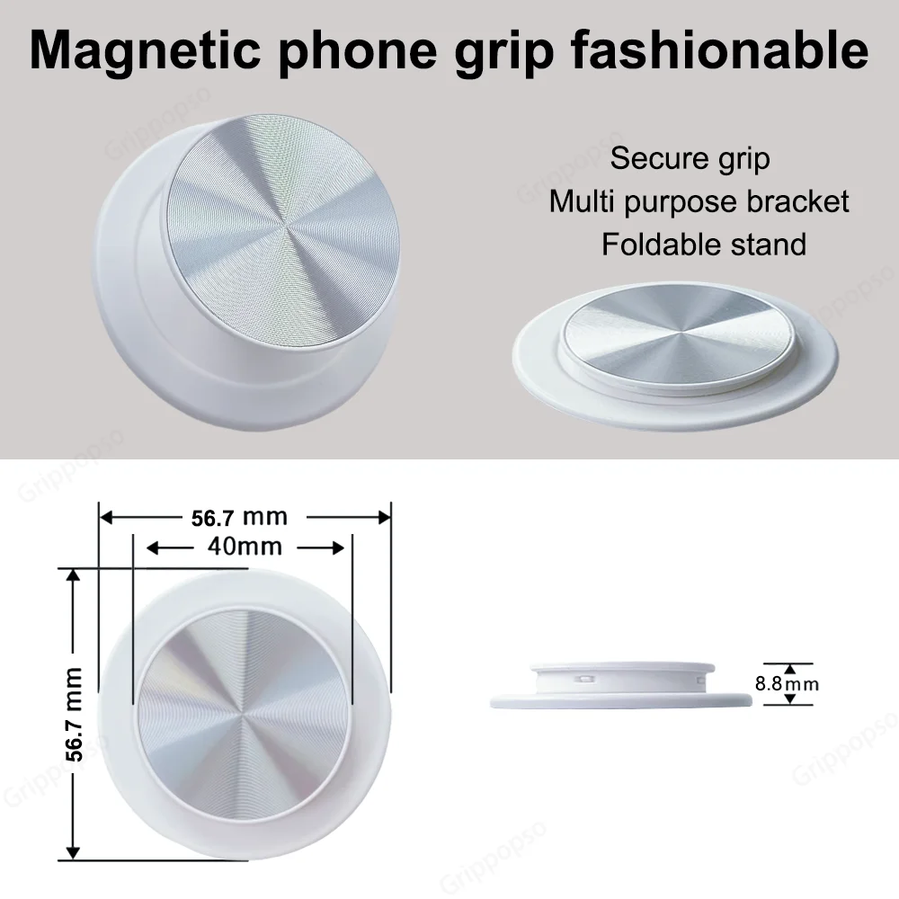 Grippopso Magnetischer, zusammenklappbarer Handy-Griff für Samsung, Halter, Sockel, Tasche für iPhone 52, magnetisch, sicher, Ring, Finger, erweiterbar – Detail 7