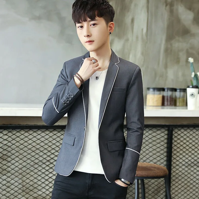 

Youthful Men's Sli Korean Version Small Suit Hairdrer Jaet Trendy Student Top Western Sle Formal Wear Polyester Blend