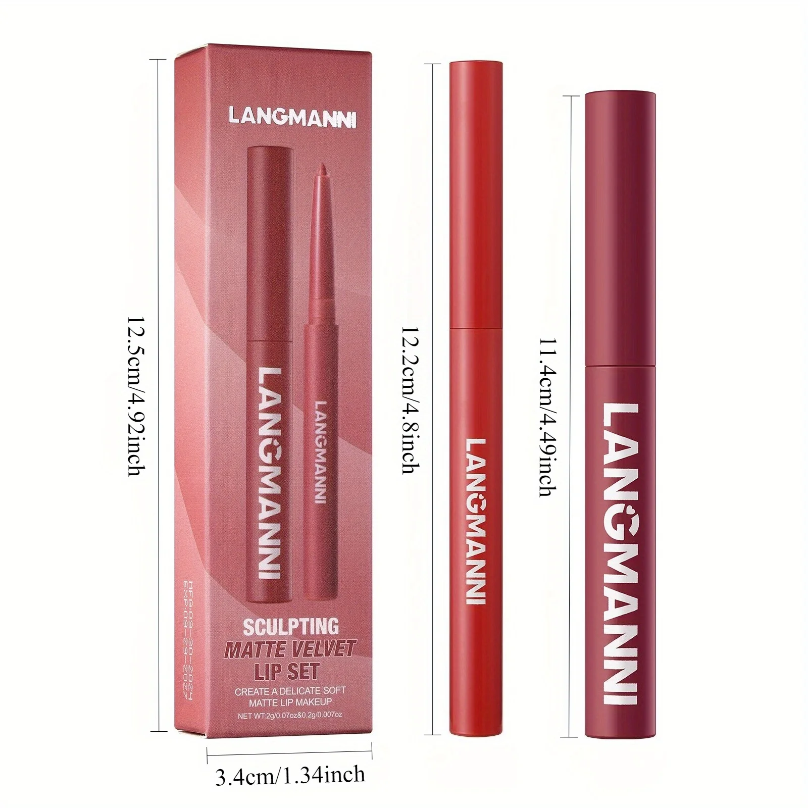 Zestaw 2 kombinacji ukośnej, obrotowej matowej pomadki do ust Lasting & Matte Lip Liner