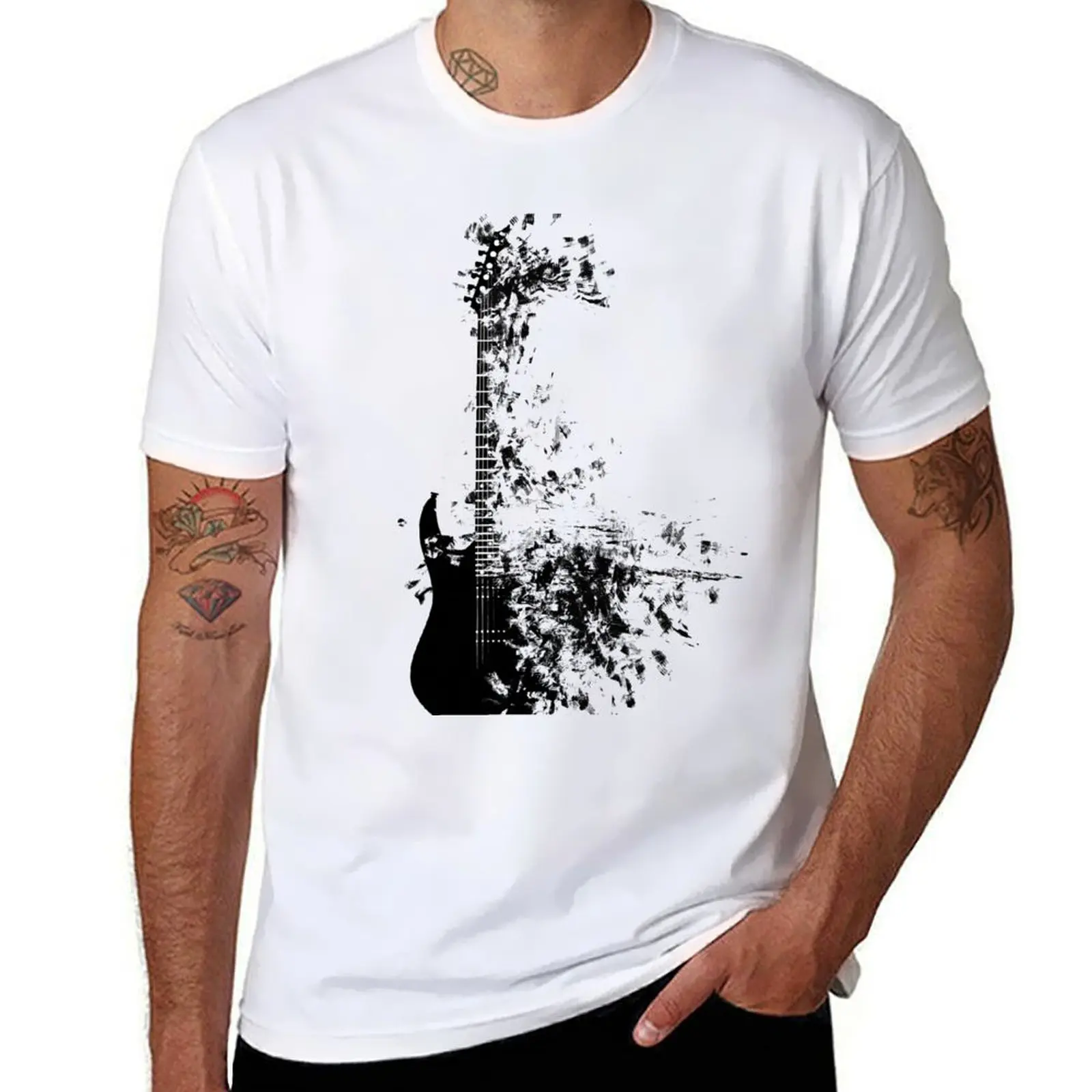 

Electric Guitar T-Shirt summer tops boys whites blacks cotton graphic tees mens shirts graphic tee