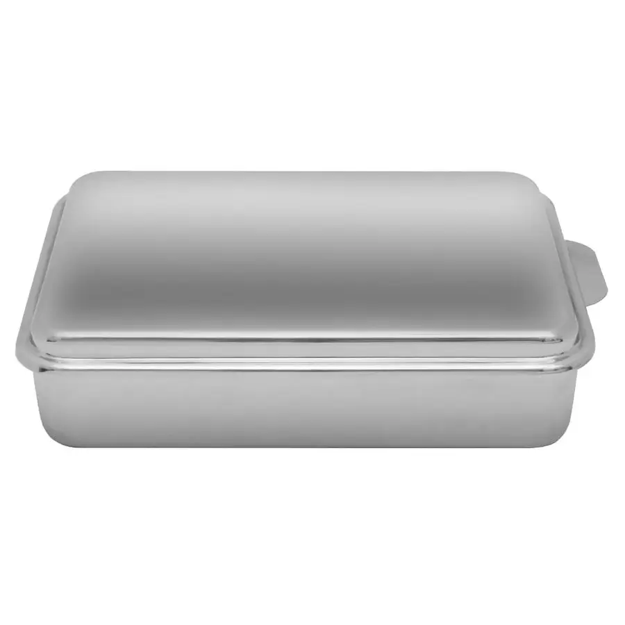 

Stainless Steel 9 X 13 Inches Covered Cake Pan with Stainless Steel Lid, Deep Pan for Baking Cakes, Breads, Casseroles, Fish, Ve