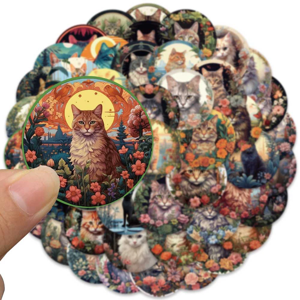 10/30/50PCS Vintage Animal Cats Cartoon Stickers Decals Waterproof Decorative Skateboard Laptop Stationery Cool Sticker Packs