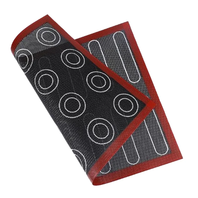 1 Piece Reversible Printed Macaron Puff Baking Mat As Shown 30X40 Cm Non-Stick Pastry Oven Cake Perforated Sheet Liner