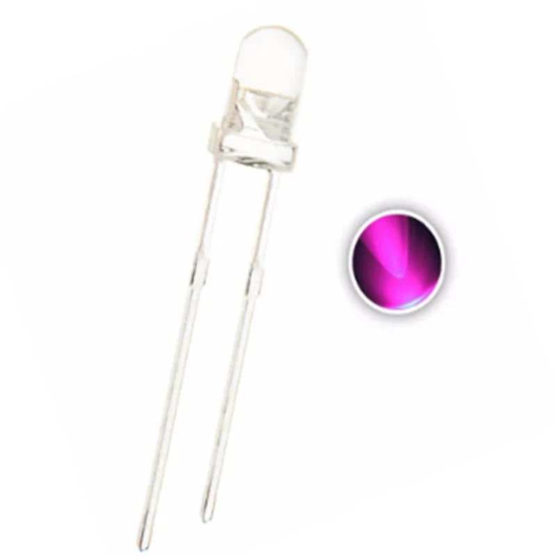 

100pcs 3mm Pink Led Water Clear Round Head Ultra Bright Dip Lamp 3v 20ma Light Beads