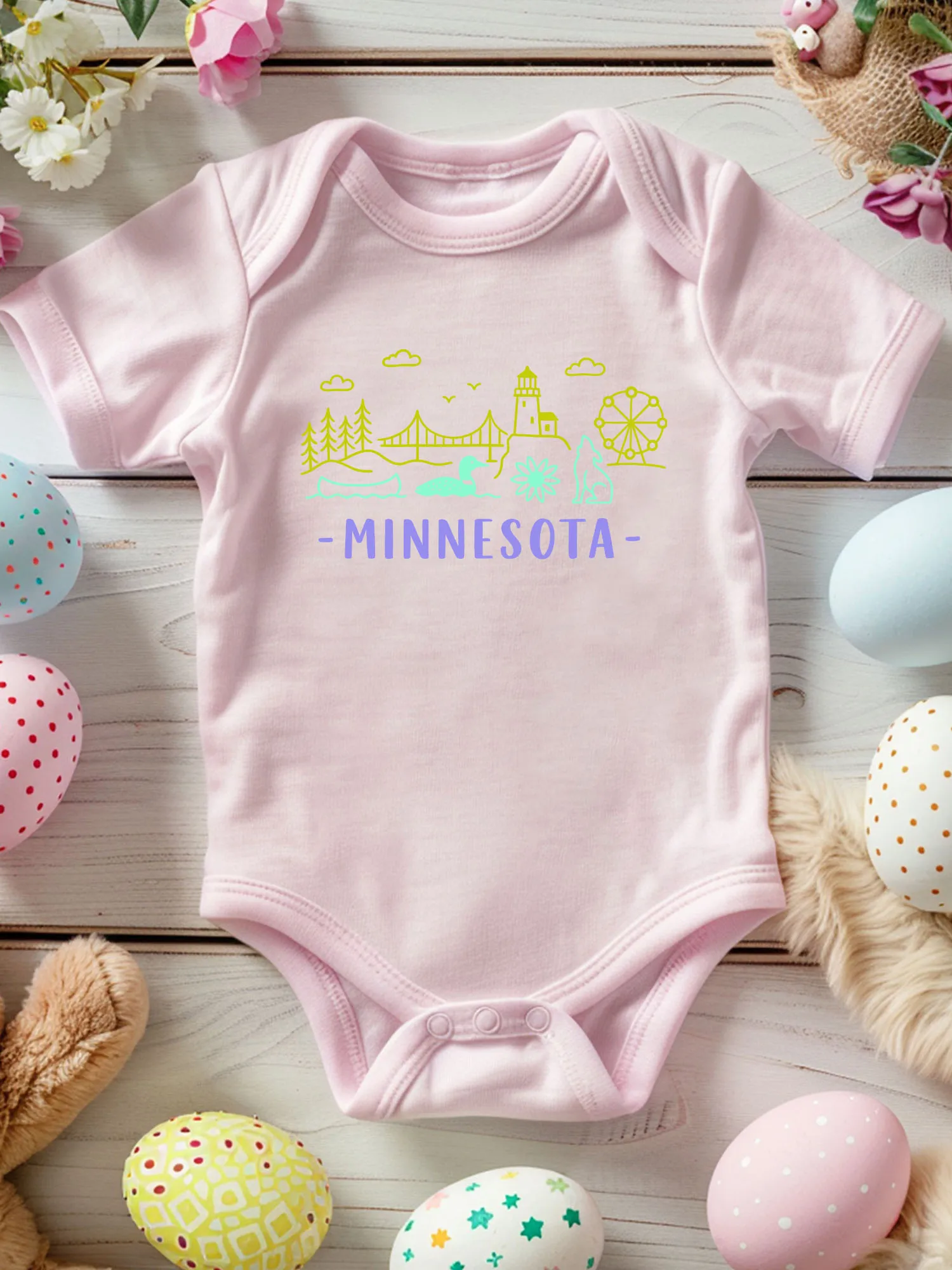 

Детский комбинезон-слип унисекс из 100% хлопка, мягкий, всесезонный, розовый, 190 г/м², бренд State Of Minnesota