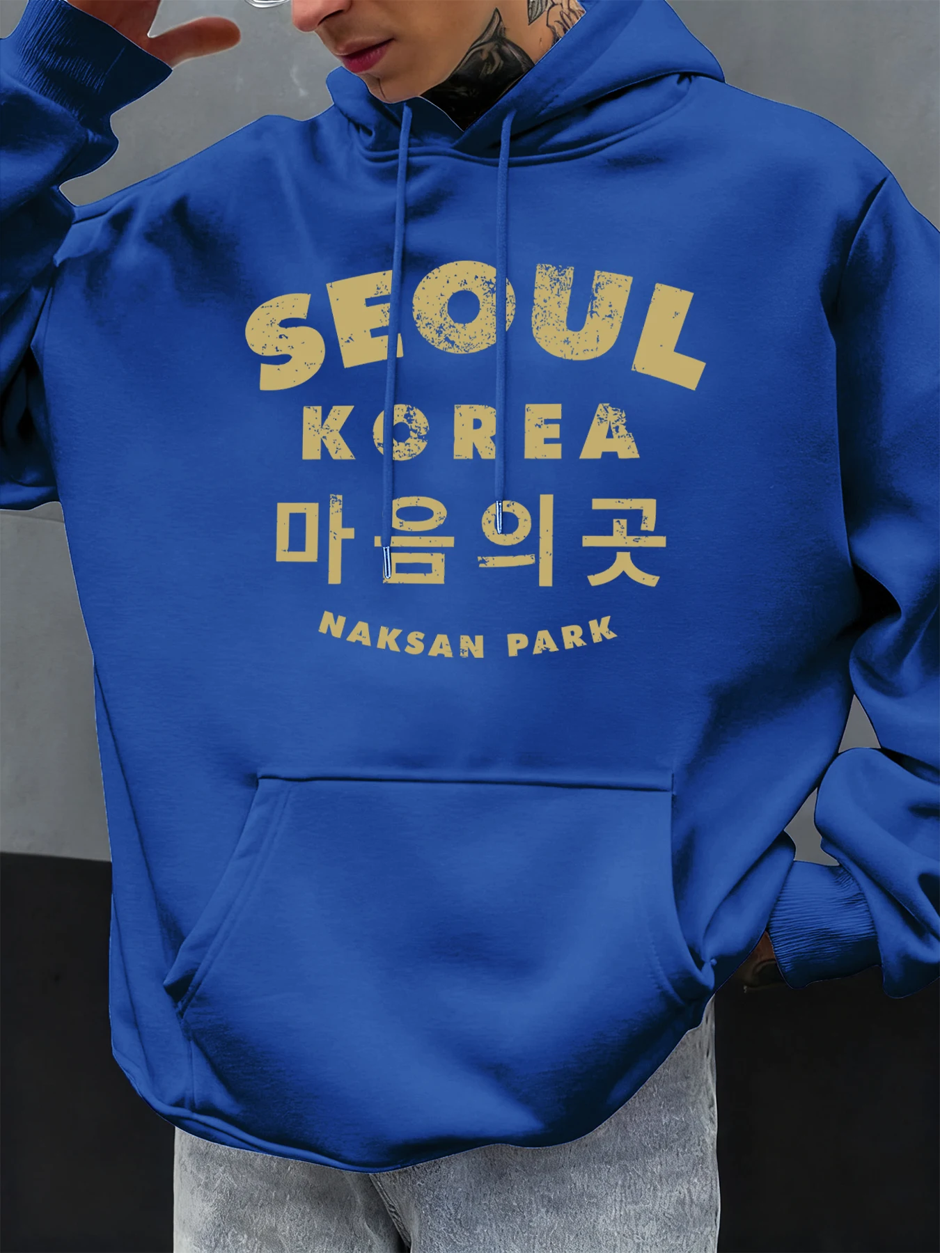 سيول كوريا إلكتروني يطبع الرجال هودي الخريف الصوف هوديس الهيب هوب المتضخم الشارع الشهير مريحة ملابس غير رسمية للجنسين #3