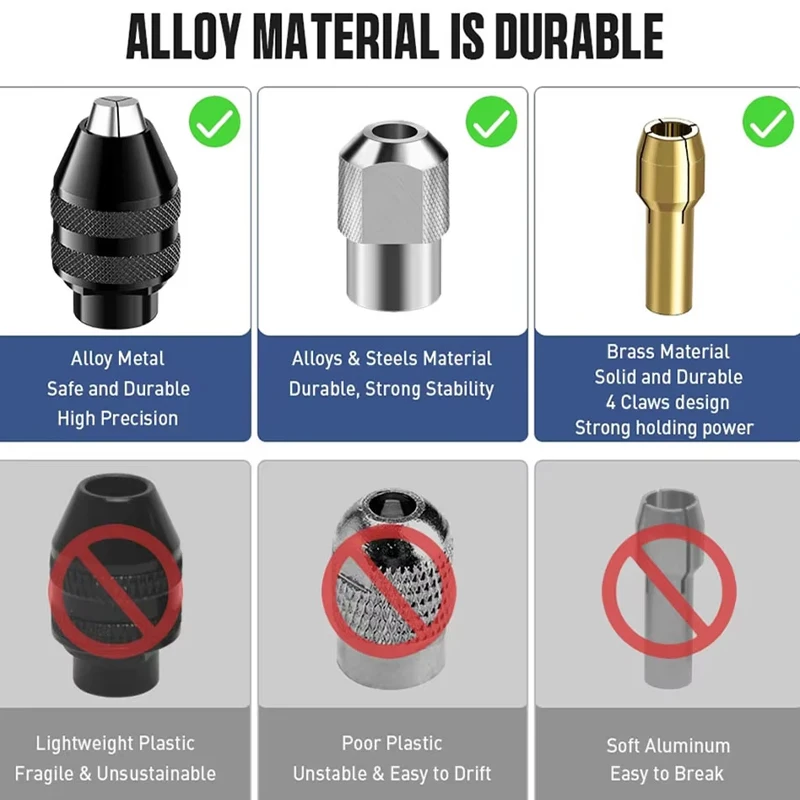 10 قطعة الكهربائية طحن النحاس كوليت مجموعة 0.5-3.2 مللي متر المدى 4-Petal النحاس كوليت مع قفل كوليت الأم ل دريمل مثقاب صغير