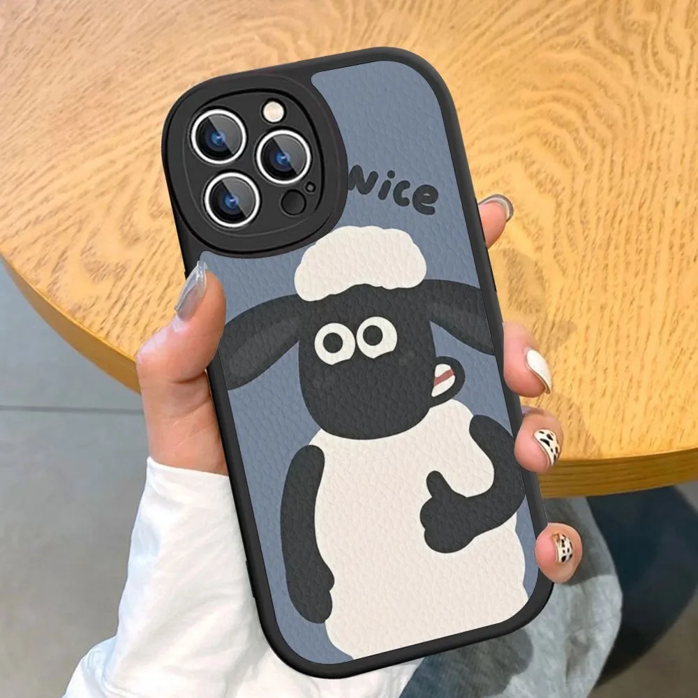 Cartoon S-Sheep S-Shawn Phone Case Hard Leather For iPhone 14 13 12 Mini 11 14 Pro Max Xs X Xr 7 8 Plus Fundas