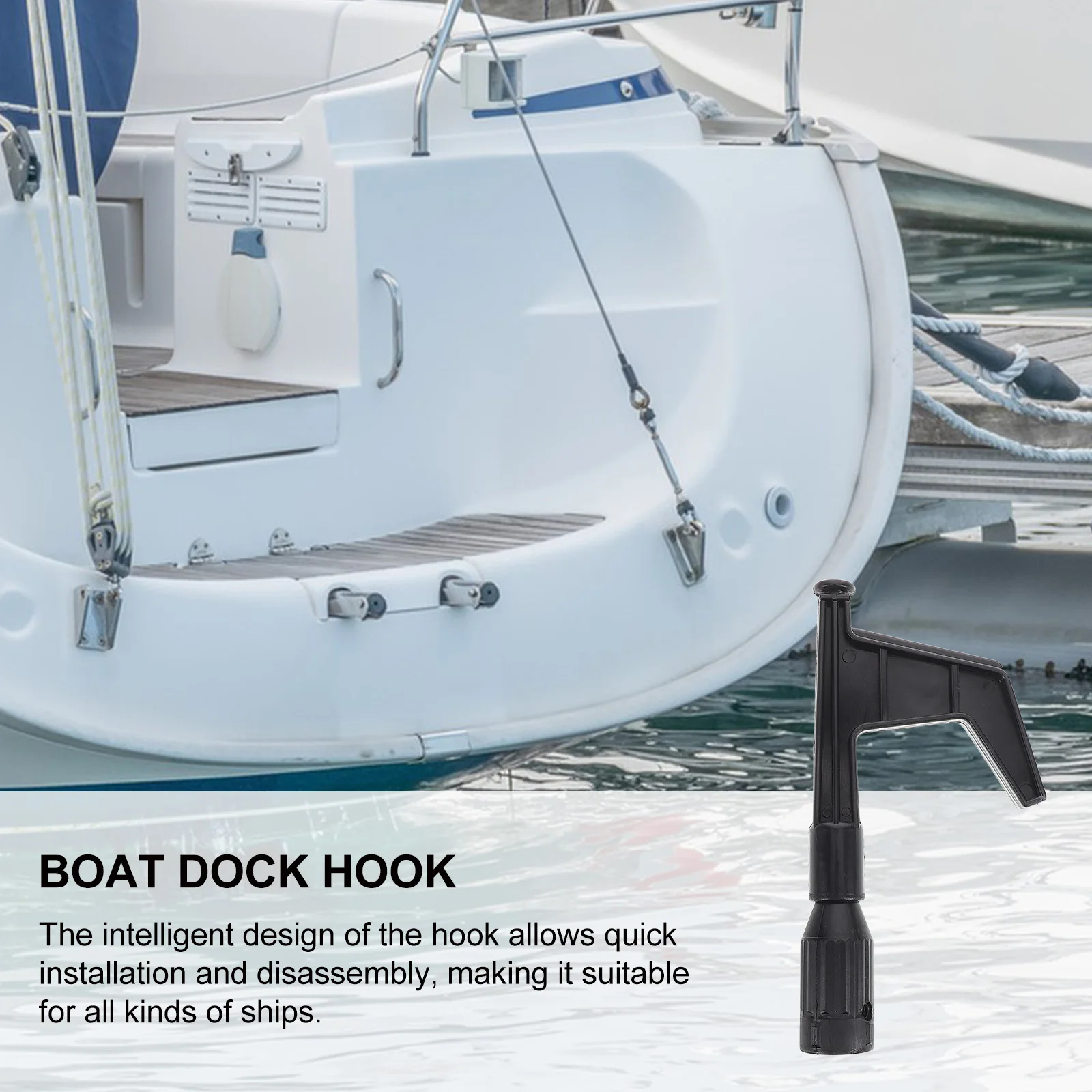 

Black Nylon Boat Hook Marine Boating Gear Weather Resistant Secure Install for Yacht Kayaks Dock Mooring