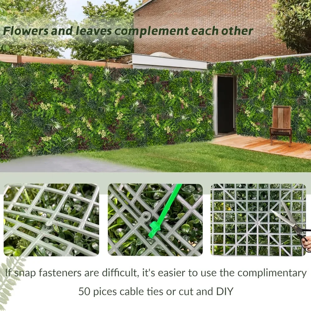 لوحة نباتات من خشب البقس على الحائط العشبي: 20 × 20 (8 بكسل) أوراق خضراء مقاومة للأشعة فوق البنفسجية لخلفية الحائط الداخلية والحديقة والداخلية. #4