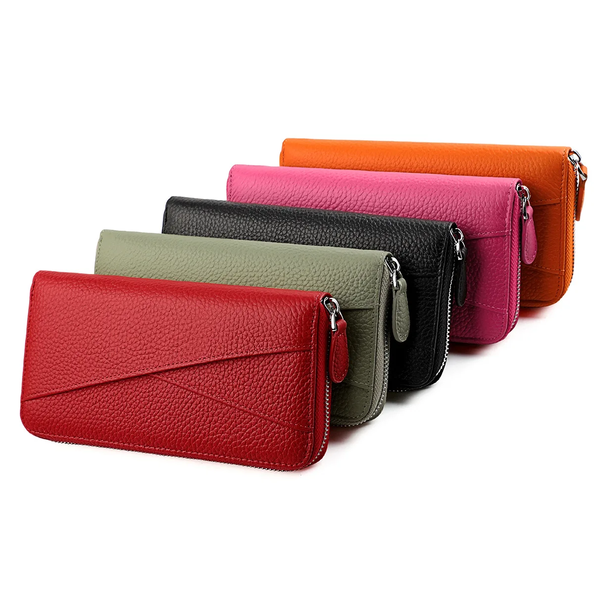 Luxury Women Wallet RFID Genuine Leather Wallets for Woman Long Zipper Large Money Clutch Phone Bag Female Purse Card Holder