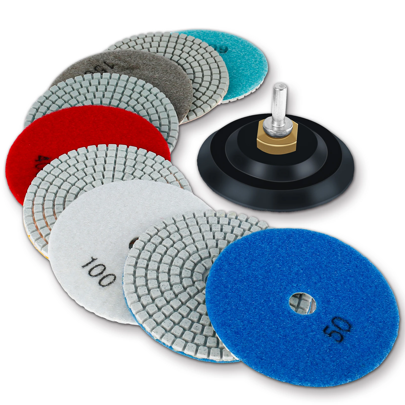 

11pcs 4 inch 100mm Diamond Polishing Pads Kit Wet/Dry for Granite Stone Concrete Marble Polishing Use Grinding Discs Set