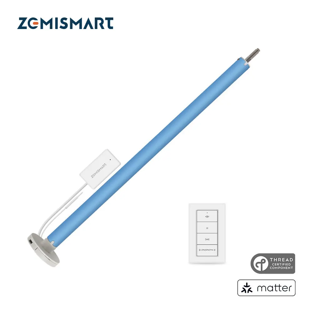 Zemismart Matter Thread Smart Roller Shade Blinds Motor Built-in Battery for 20mm 28mm Tube Homekit Google Home Smartthings App 