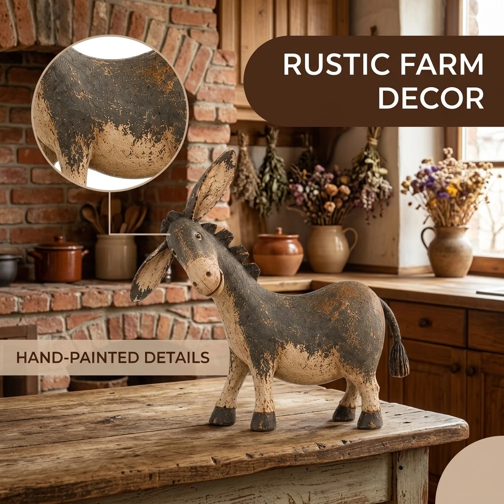 Figurine Rustic Country Style Home Decor for Farmhouse Lovers Vintage Resin Animal Statue Tabletop Ornament Gift