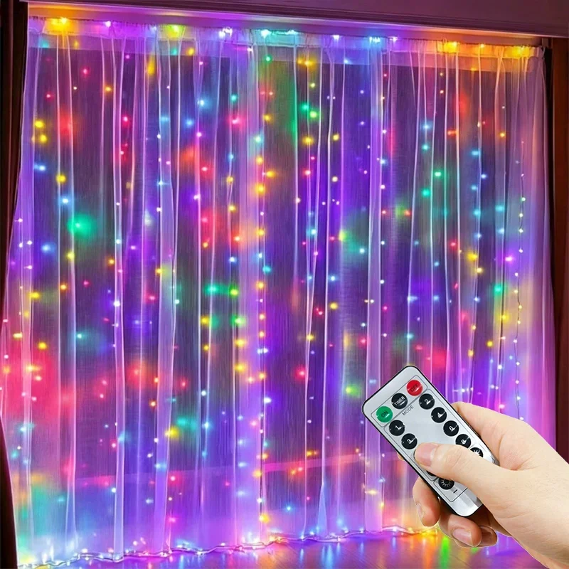 1pc LED Curtain String Lights USB Festoon Remote Control Garland Fairy Lights Wedding Christmas Decoration for Home Bedroom