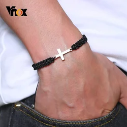 Vnox Handmade Unisex Cross Charm Bracelets for Men Women Braided Lucky Chinese Knot Bracelet Waterproof Adjustable Sport Jewelry