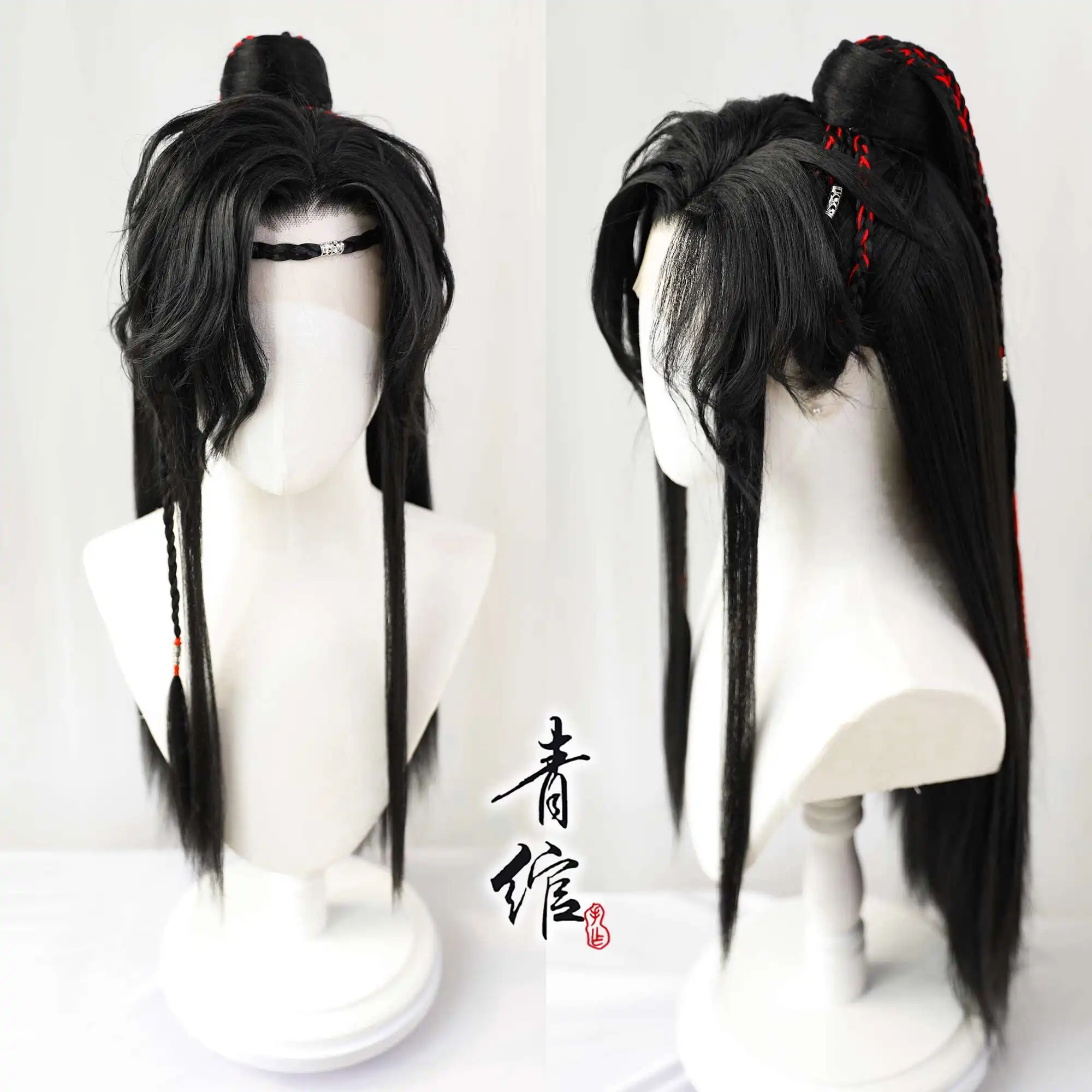 

Anime Tian Guan Ci Fu Hu Hua Cheng Xie Lian Wig Synthetic Long Straight Cosplay Hair Wig Xiao Cean Hand Hook Costume Halloween