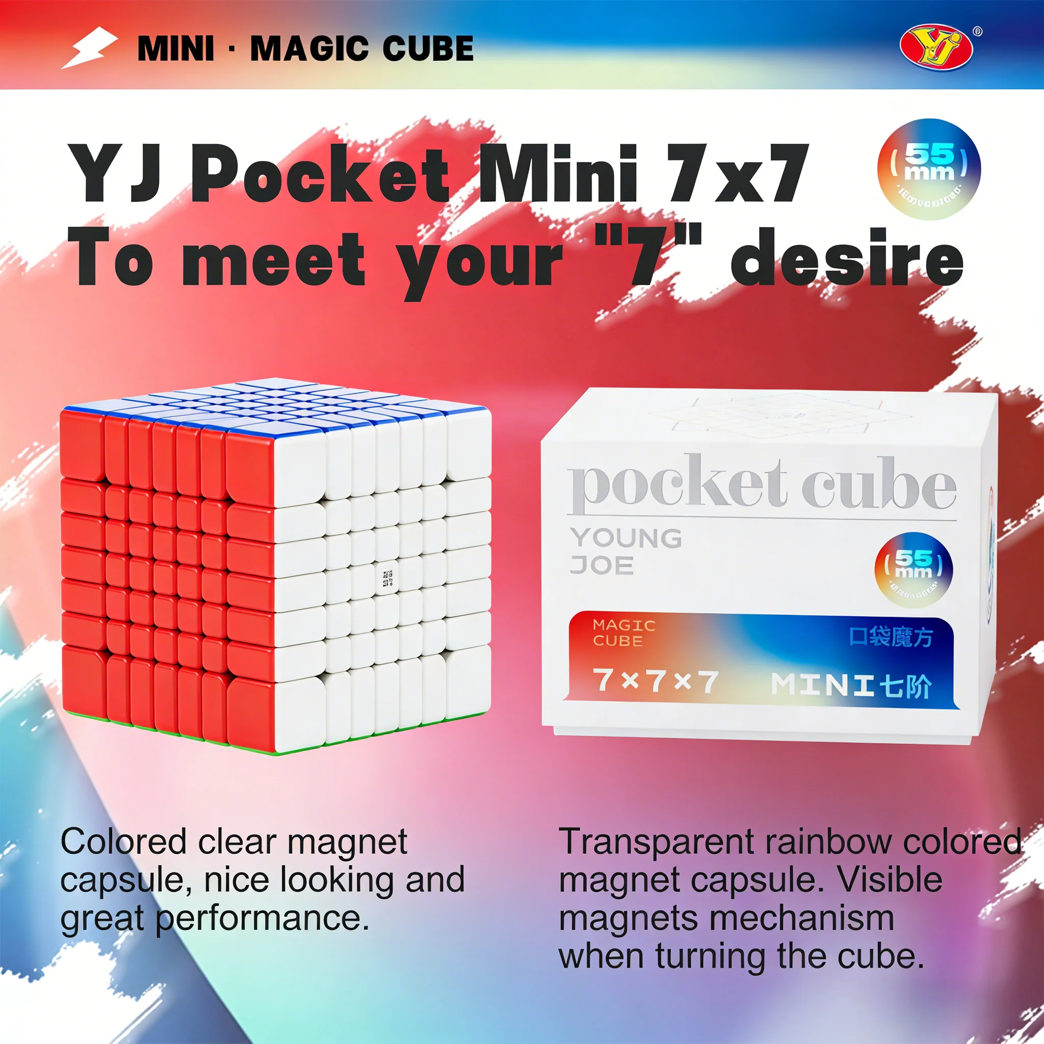 

Магнитный кубик Рубика YongJun Pocket Mini 7x7 M, скоростной кубик 7x7, игрушка-головоломка для детей, устойчивый мини-кубик