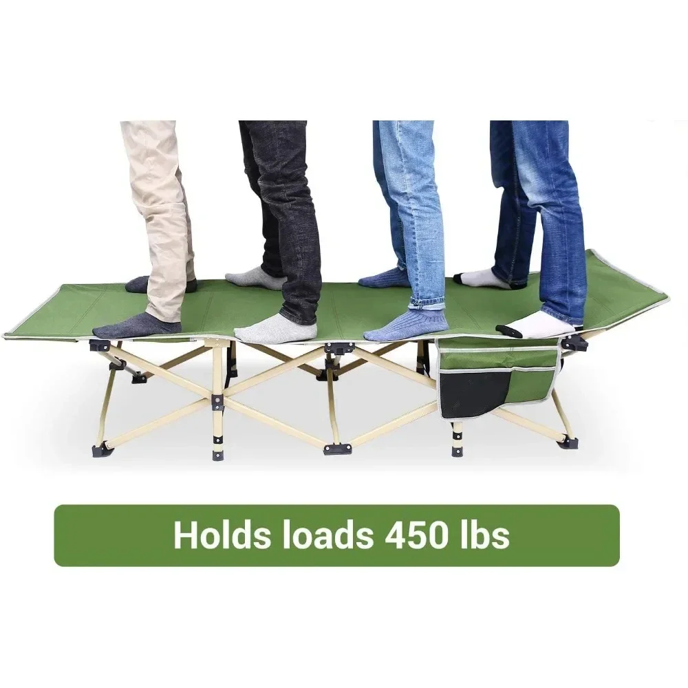 Camping Cots for Adults Camp 2 Side Pockets for Sleeping 450LBS(Max Load) Portable Folding Cots Extra Wider