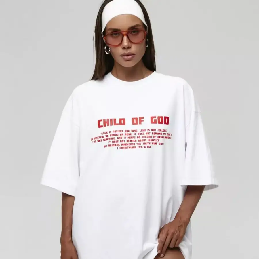 Child of God Print Religious Scriptures Letter Design Soft Comfortable Tshirt Woman Short Sleeve Casual Female Tees Dropshipping