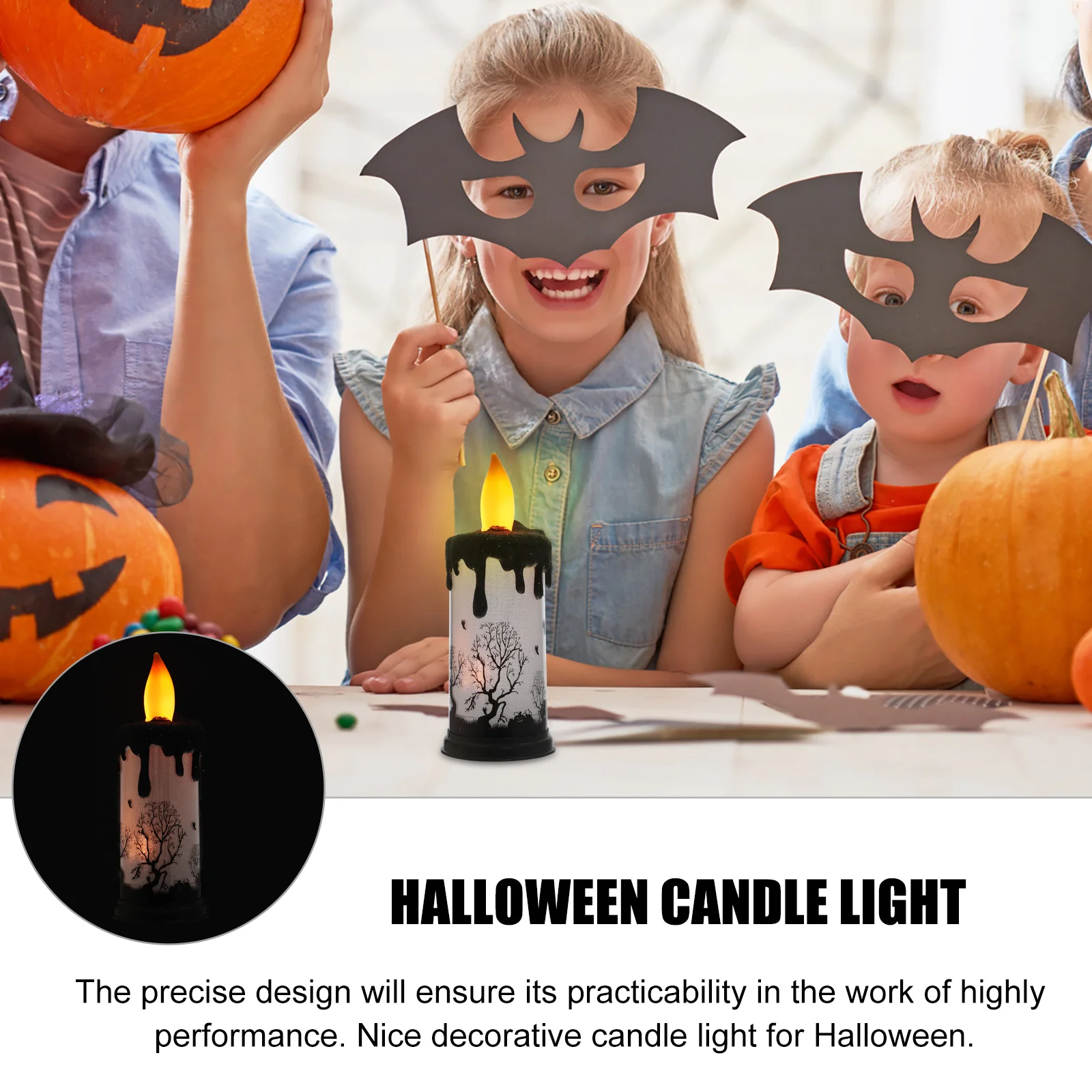 

1Pc LED Electronic Plastic Flameless Powered Halloween Decoration Glowing Light Party Decor Night Lamp