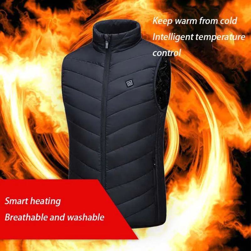 2024 New Winter Men\'s Self Heating Vest 9 Zone Heating Vest Outdoor Skiing Running Hiking Jacket Thermal Vest Body Warmer Vest