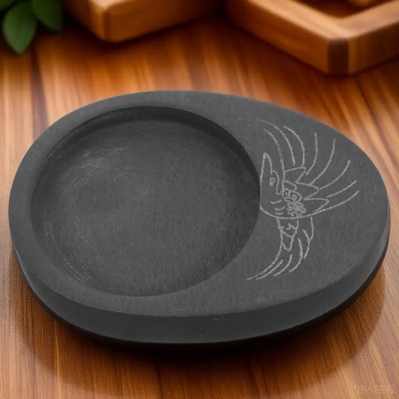 

Изысканная круглая чернильница в ретро-стиле из камня для каллиграфии, рисования, живописи, шлифовки и сохранения чернил