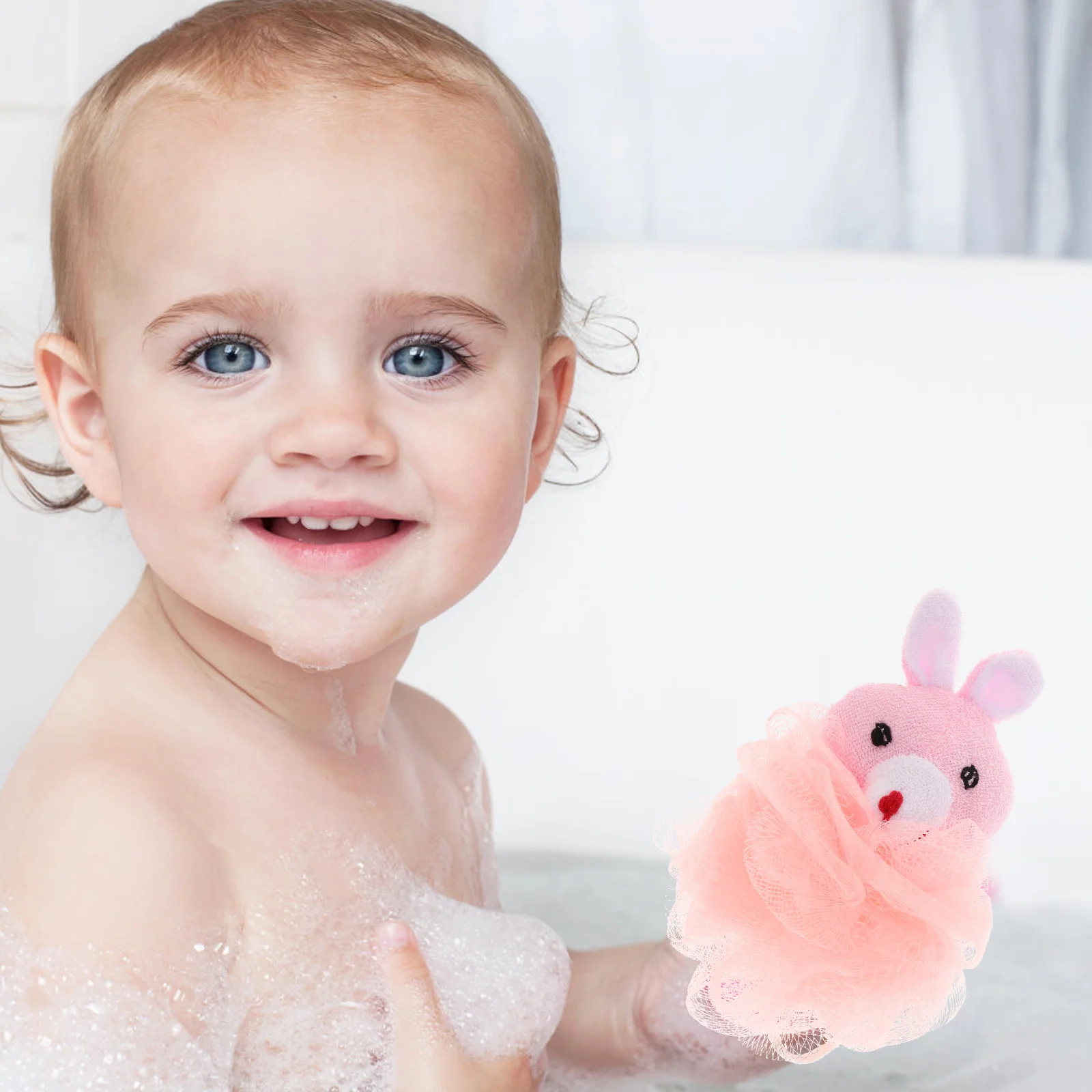 

4 pcs Cartoon Animal Bath Ball Shower Flowers Baby Scrubber Ducks Toys Exfoliating Soft PE Fiber Durable Use Body Wash Rich Foam