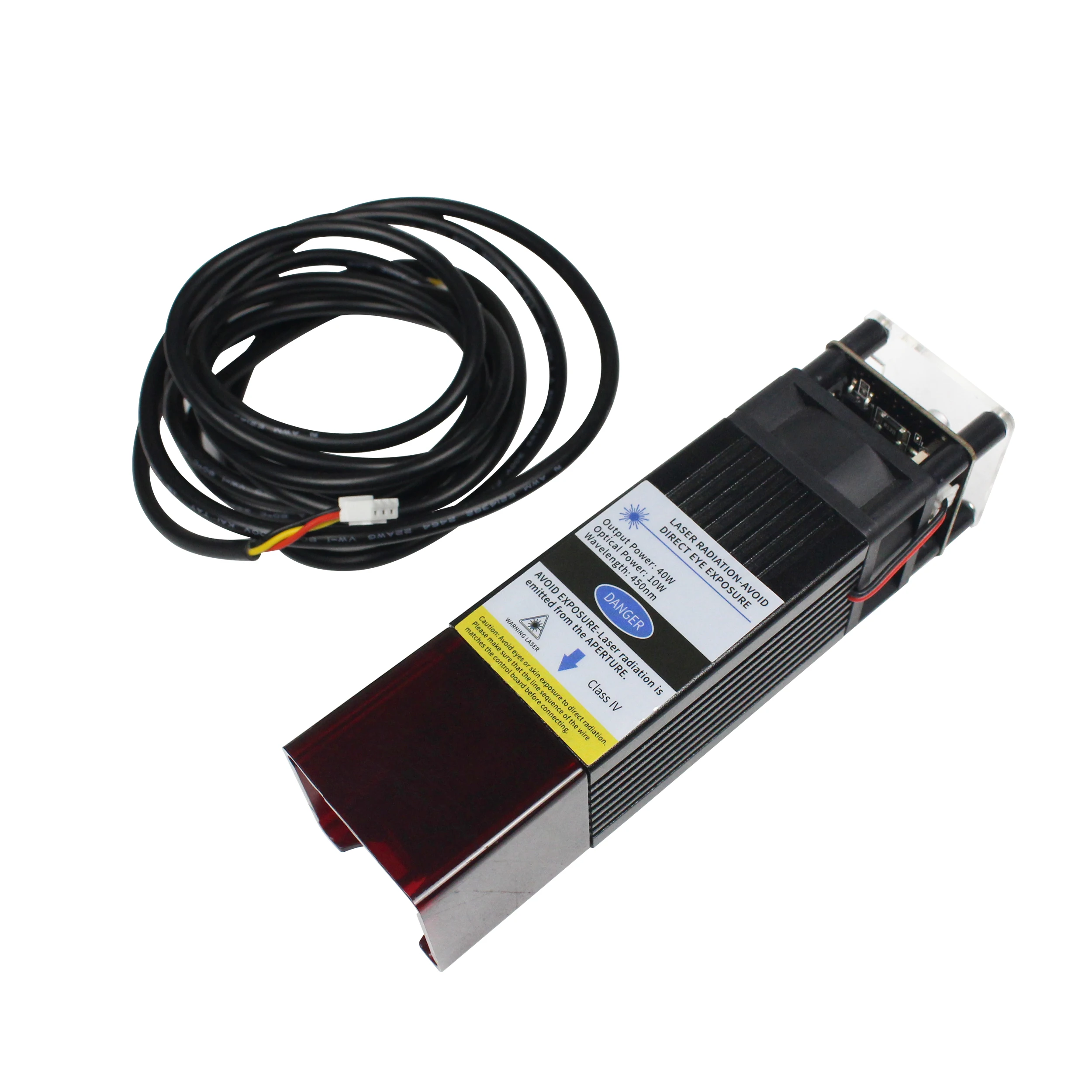 Module de gravure laser 40W, tête laser bleue 450nm à spot compressé de 40mm, contrôle PWM 12V 3A pour routeur CNC, machine de gravure laser de bureau, découpe du bois, de l'acrylique et du cuir