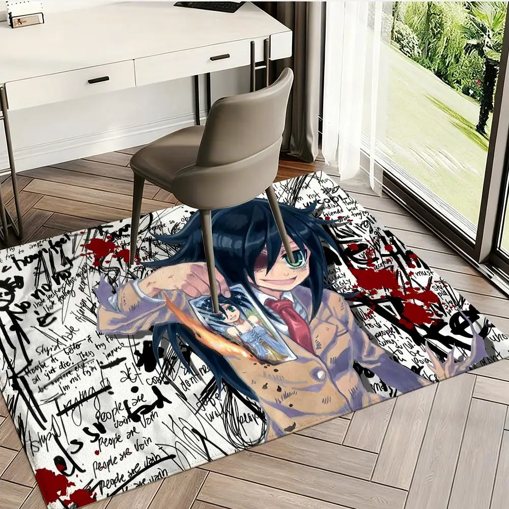 Anime W-Watamote Kuroki Tomoko Floor Mat Flannel Rugs Cozy Plush Thickened Soft Warm Winter Non Slip Living Room Home Indoor Use