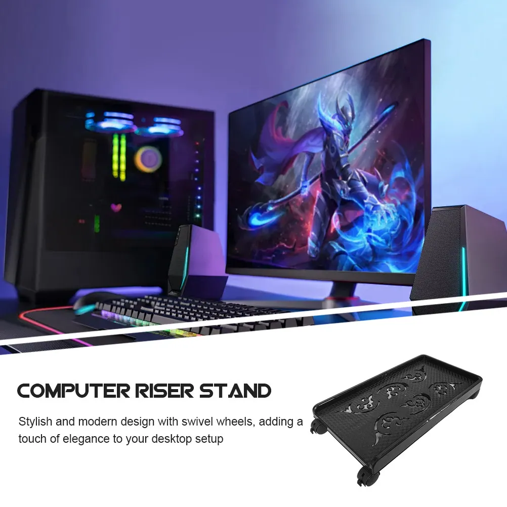 Heavy Duty Computer Tower Stand with Swivel Brake Casters for Carpeted Floors Under Desk Enhanced Cooling Ventilation Desktop
