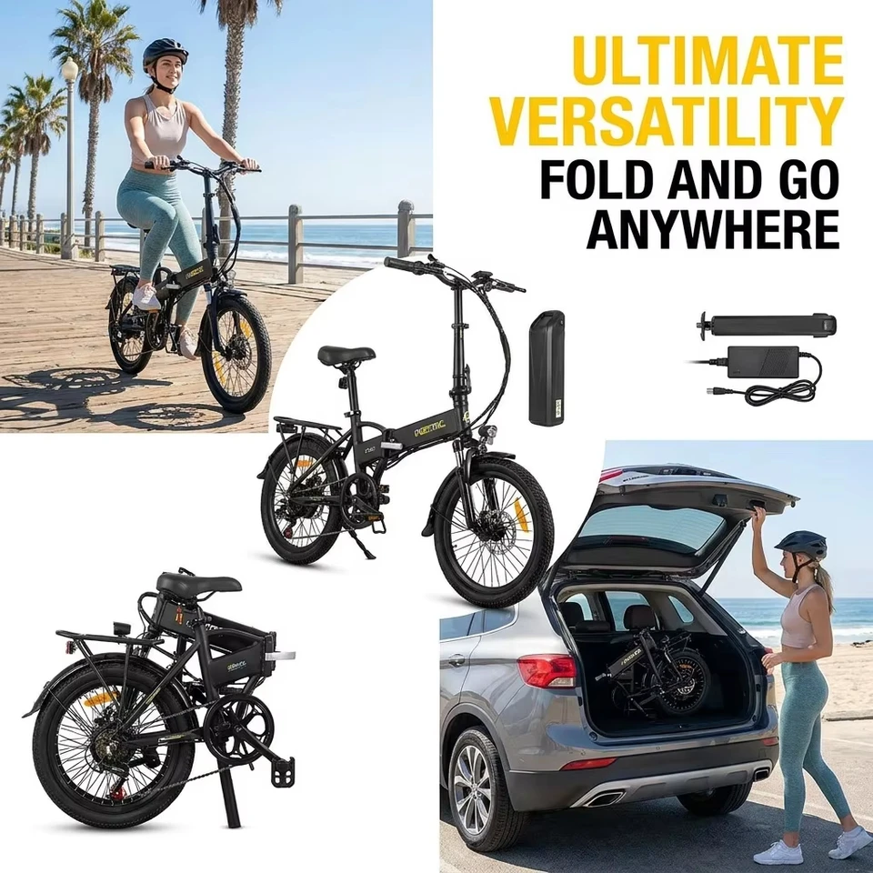 14 Inch Folding Electric Bike for Adults 500W Peak Brushless Motor 35° Climbing Detachable Lithium Battery Dual Seat Dual Disc Brake Portable Foldable City Commuter E Bicycle image 3