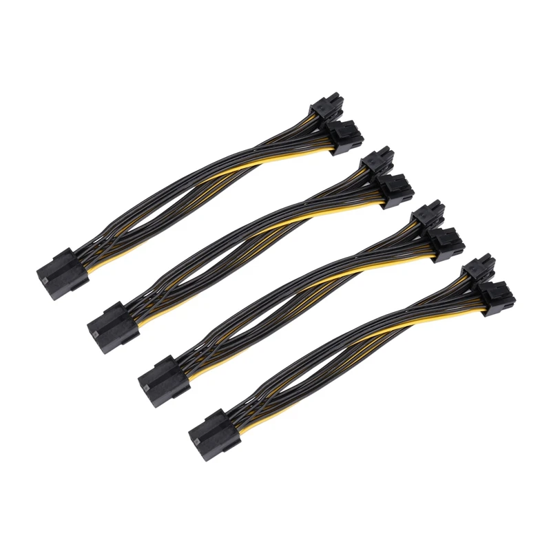 채굴용 GPU 전원 공급 장치 브레이크아웃 보드용 전원 케이블, PCI 익스프레스-듀얼 PCIE 6 + 2 핀 PCI-E, 18AWG, 4 개
