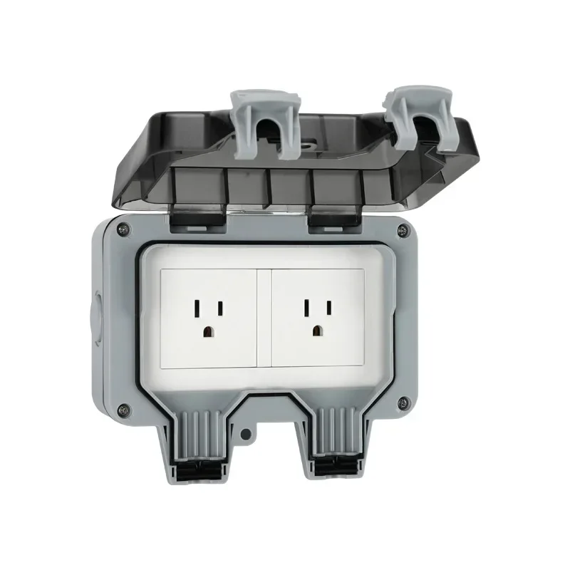 

American 110v IP66 Waterproof Dual Socket with Switch, Universal Us Plug Outdoor Waterproof Charging Industrial Single Socket