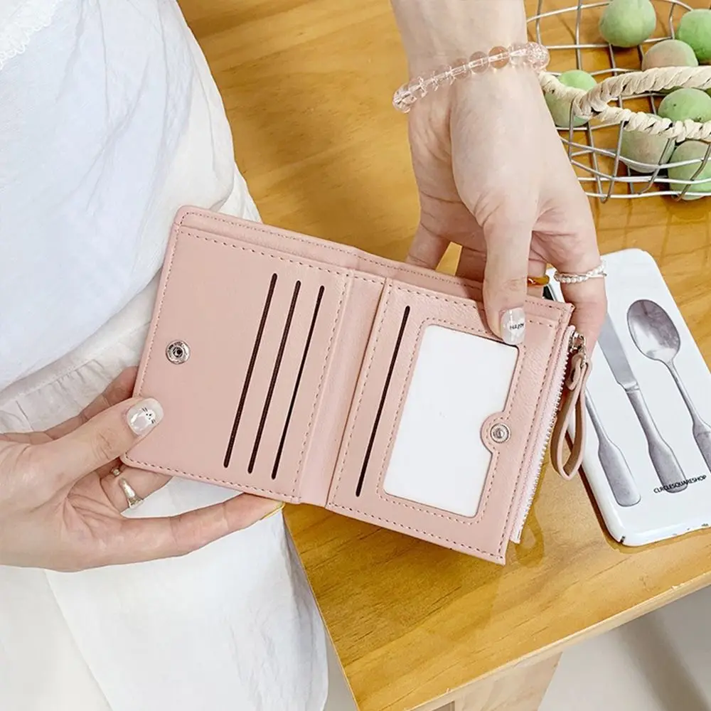 Корейский короткий женский кошелек с сердечком и бантом, складной кошелек с застежкой, клетчатый клатч, женский кошелек