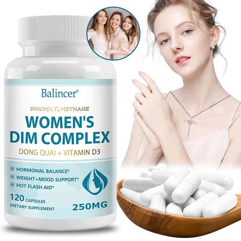 DIM Supplement Complex - 250 mg, Black Pepper, Vitamin D3, Organic Alfalfa & Broccoli Female Hormone Balance, 120 Capsules