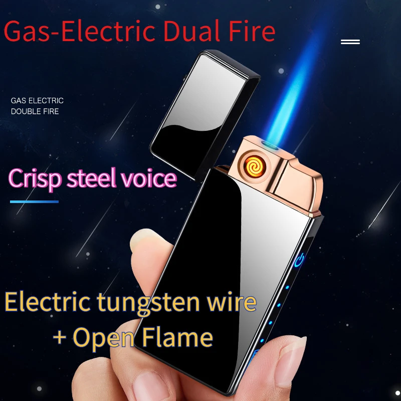 

Newest Gas-electric Rechargeable Lighter Windproof Personalized Electronic Fingerprint Cigarette Lighters & Smoking Accessories