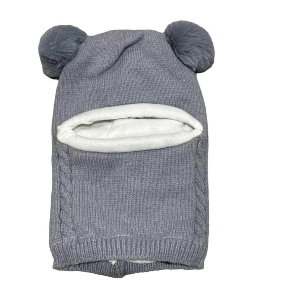 Coldproof Scarf Mask Integrated Hat 4 in1 Warm Lining Children Windproof Hooded Hat Cartoon Soft Windproof Hat Children