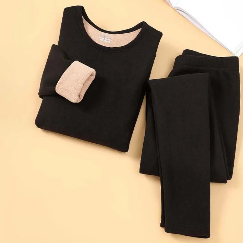 

Tops/Pants Women Warm Thermal Underwear Round Neck Invisible Thermal Clothes Set Thickened Feel Heating Warmth Long Pants Female