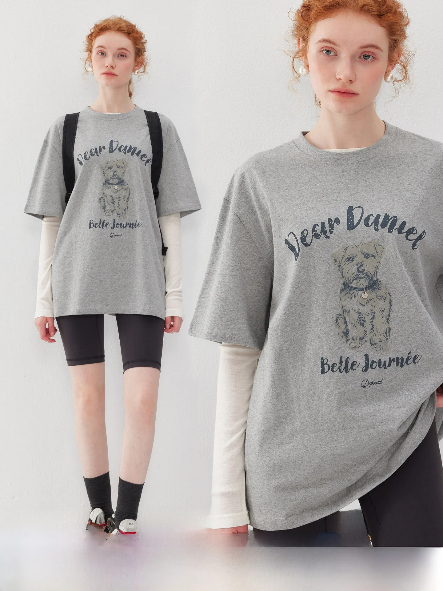 

Летний комплект: свободные брюки из лиоцелла с принтом «собака на велосипеде» и повседневный топ с круглым вырезом для женщин