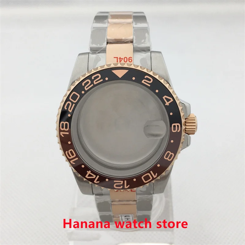 BLIGER 40mm Silver Rose Gold Two Tone Case Sapphire Glass Ceramic Bezel Fits Miyota DG NH36 NH35 ETA2824 2836 PT5000 Movement