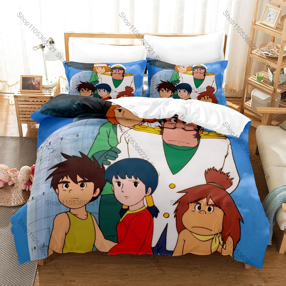 Personality Classic Future Boy Conan Bedding Set New Comfortable Microfiber Bed Set For Anime Fans Bedroom Dorm Decor Two Pillow
