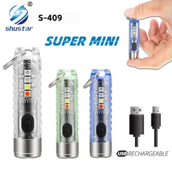 MINI Keychain Flashlight Rechargeable Lamp Super Bright Torch with Magnet Camping Uv Light Powerful Portable Lighting Lights