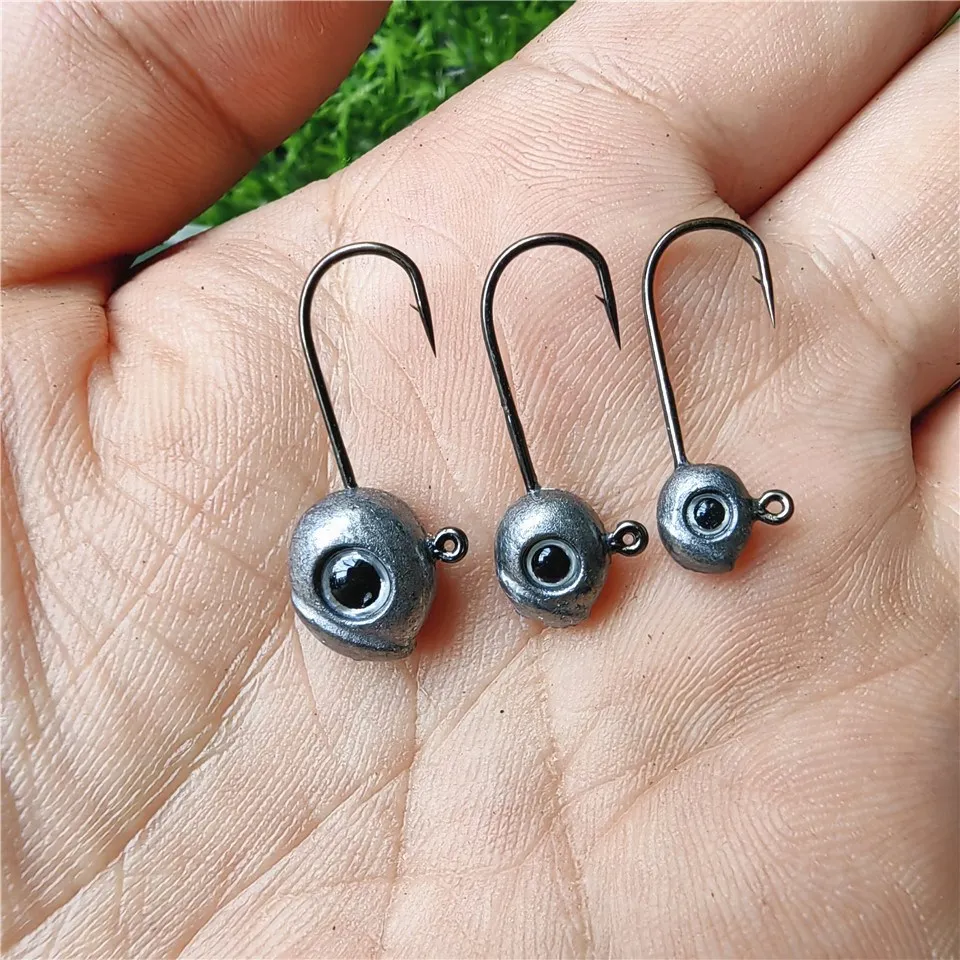 Swolfy 30pcs 1g 1.8g 3.5g Head Hook Mini Rock Fishing Hooks Finesse Lure Fishing jig head Jig Head Hook Fit for Lure Worm Bait