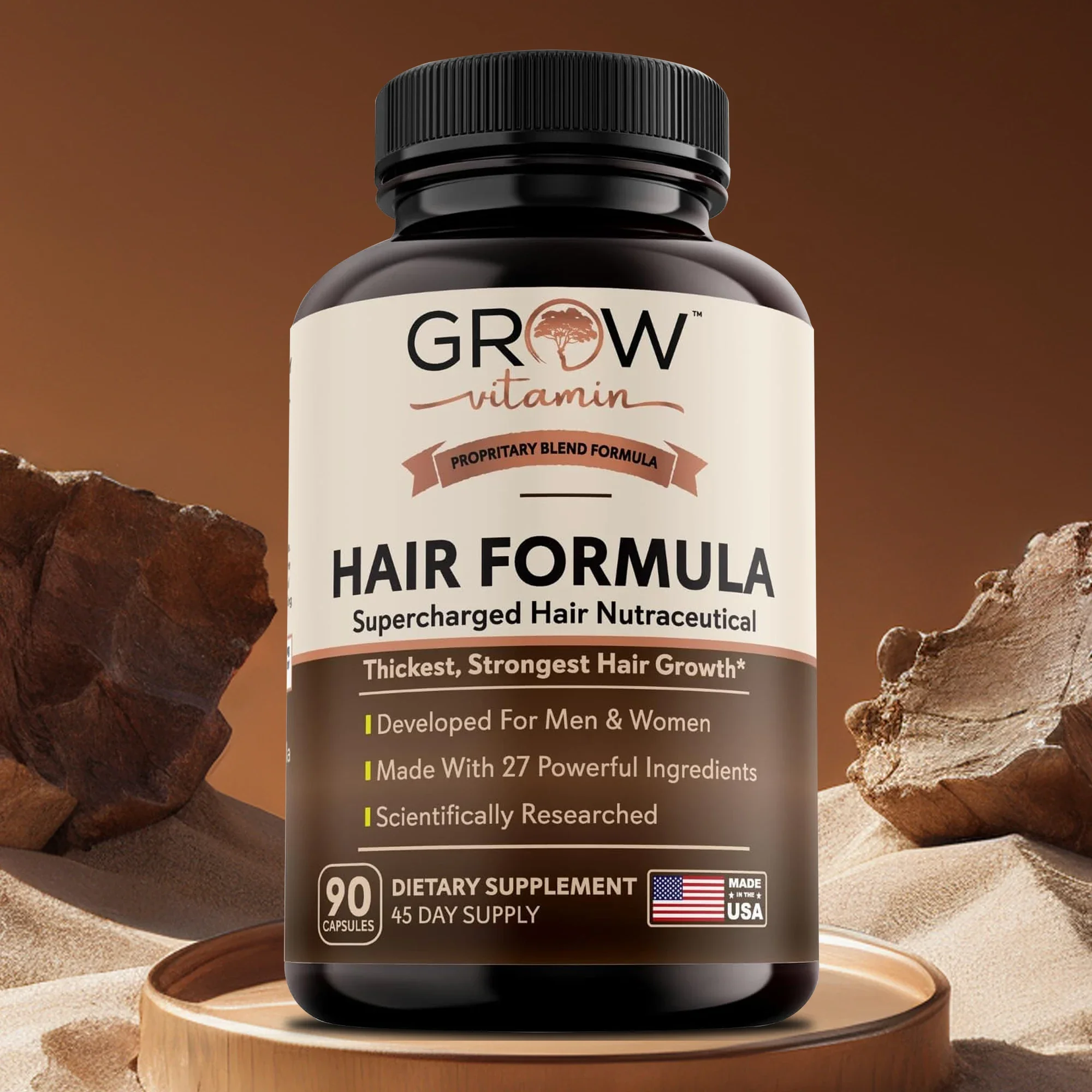 Hair Formula - Helps with Thinning Hair and Promotes New Hair Growth for Longer, Stronger, and Thicker Hair, Non-GMO