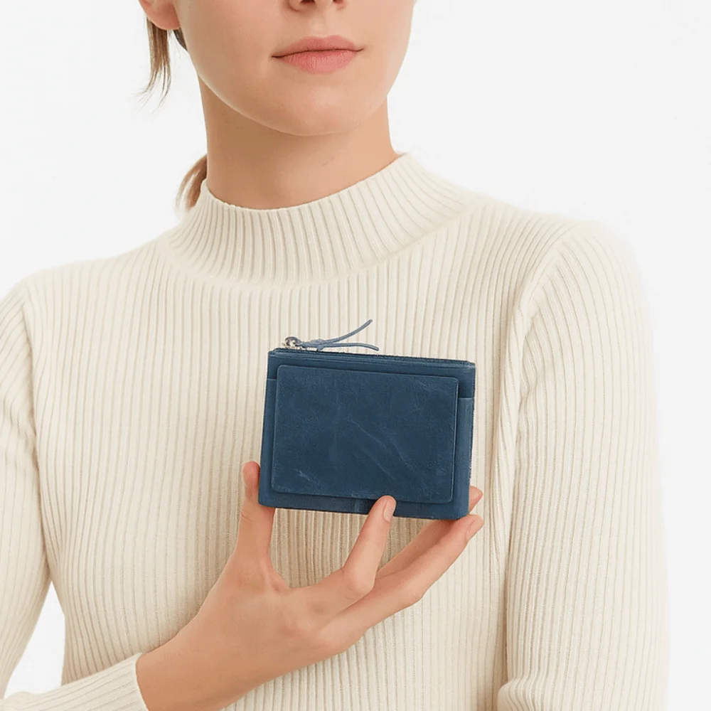 

Creative Solid Color Real Leather Coin Purse Small Minimalist Short Wallet Multi Card Slot Multi-functional Card Holder Male