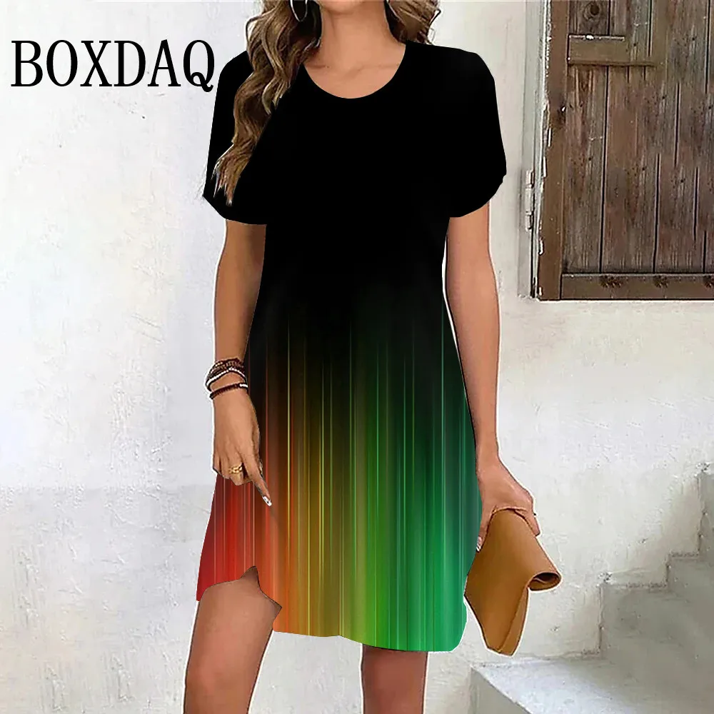 

Women's Dresses Summer Dresses Elegant Ladies Gradient 3D Printed Fashion Street Short Sleeve Round Neck Casual Mini Dress 2024