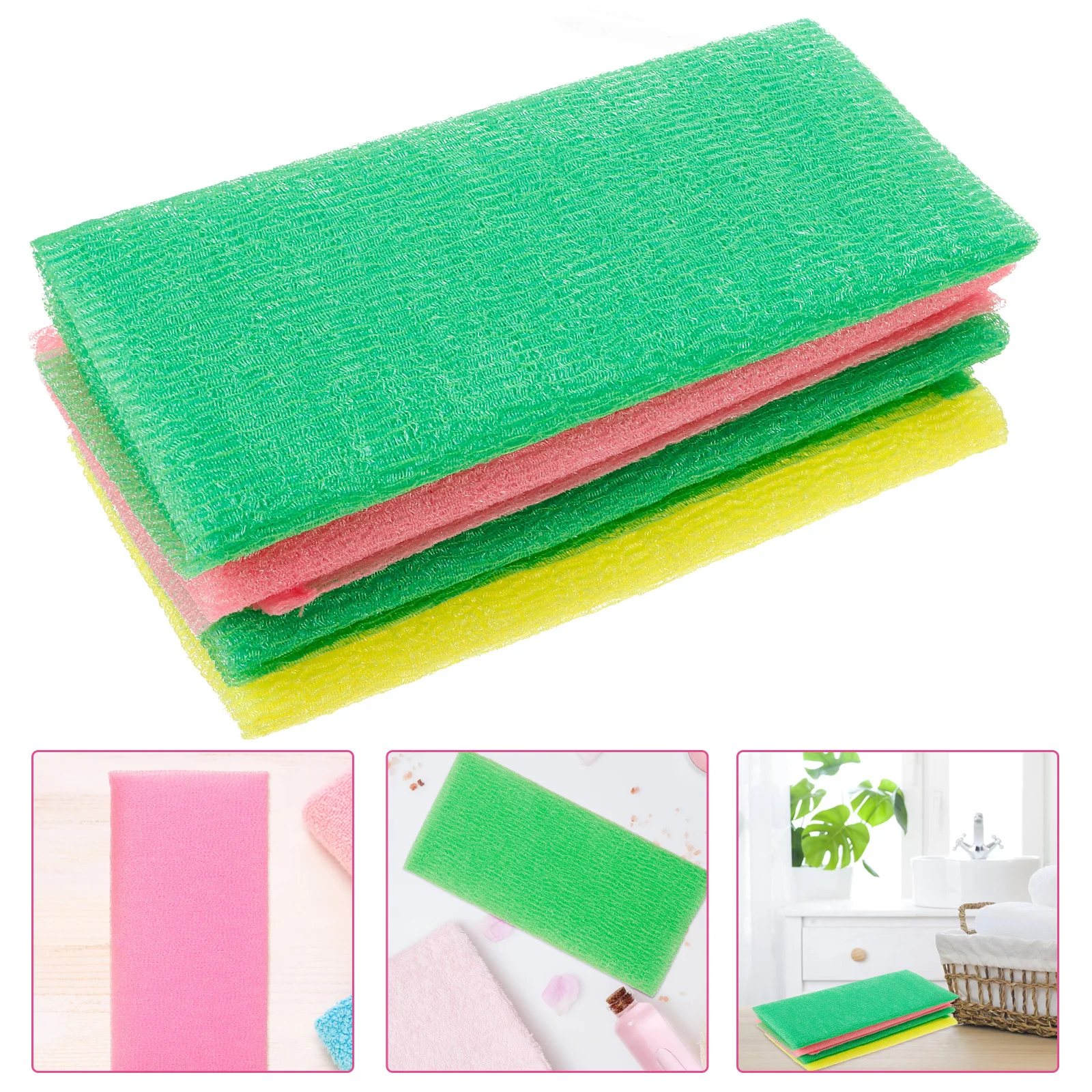 4 قطعة منشفة استحمام النايلون التقشير الظهر غسل الغسيل طويل التجفيف السريع الإسفنج للجسم التطهير العميق التقشير حمام القماش