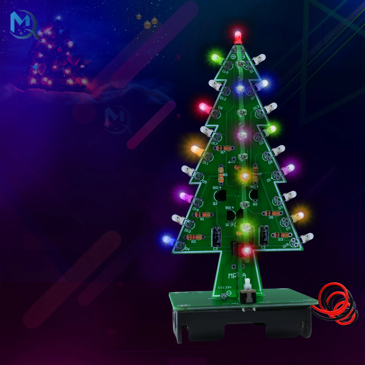 Christmas DIY Gift Set 3D Seven-Color Christmas Tree Kit LED Running Lights Christmas Flashing Lights Electronic DIY Loose Parts